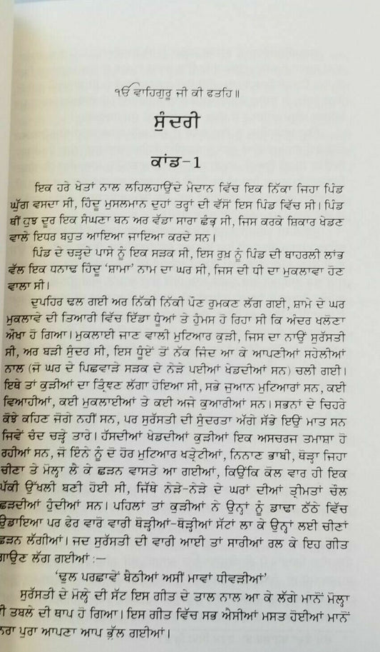 Sundri novel by bhai vir singh indian punjabi panjabi reading literature book mc