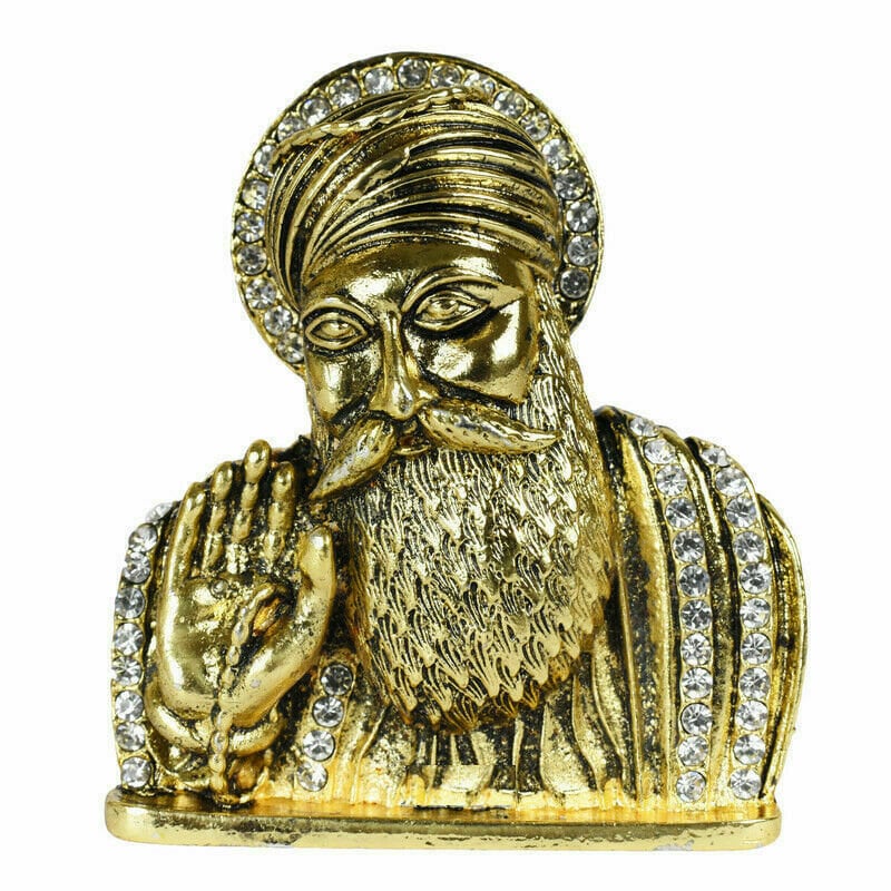 Sikh Guru Nanak Dev Ji Antique Gold Idol Car Dashboard Ornament Blessing Gift PP