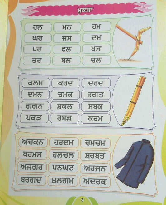 Learn punjabi gurmukhi writing sawar bodh learning punjabi words & sounds book