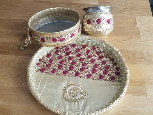 Hindu fast worship karva chauth vrat thali set special pooja karwa vrata katha d