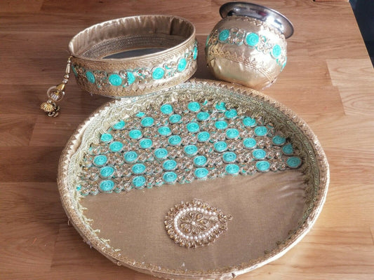 Hindu fast worship karva chauth vrat thali set special pooja karwa vrata katha e