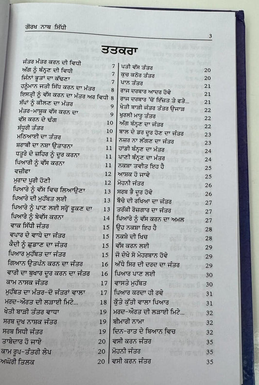 Gorakh Nath Sidhi Saniyasi Sadhu Bawa Jantar Mantar Sidhi Punjabi Hindu Book New