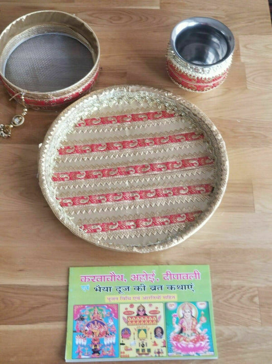 Hindu Fast Worship Karva Chauth Vrat Thali Set Special Pooja Karwa Vrata Katha G