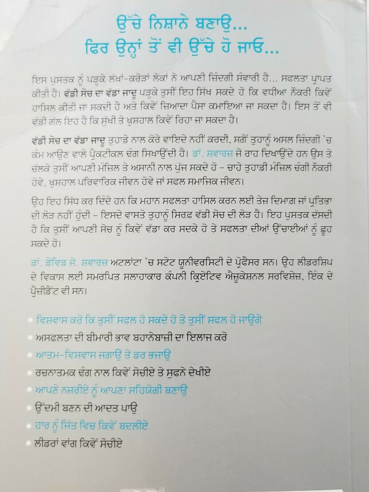 The Magic of Thinking Big Motivational Book David J Schwartz Punjabi reading