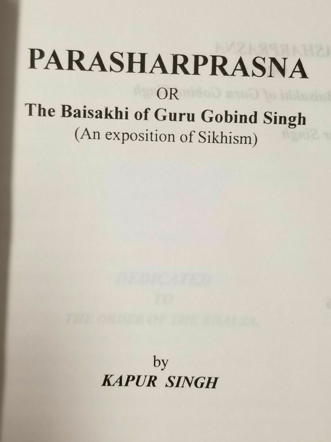 PARASHPRASNA The Baisakhi of Guru Gobind Singh book Kapur Singh ICS English B51