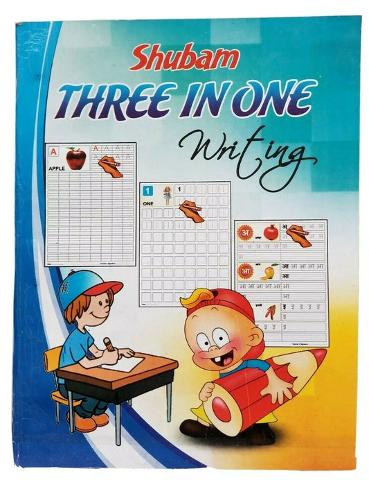 Learn Writing Hindi English Maths Alphabets words Three in One First Book ਕੈਦਾ