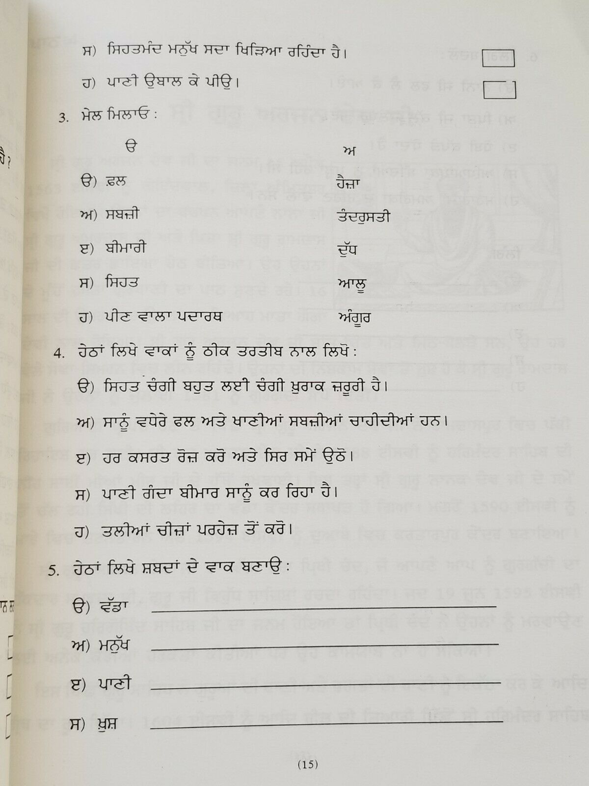 Let's Learn Gurmukhi Writing Punjabi Textbook Sentence Making 4th Book H13 Kaida