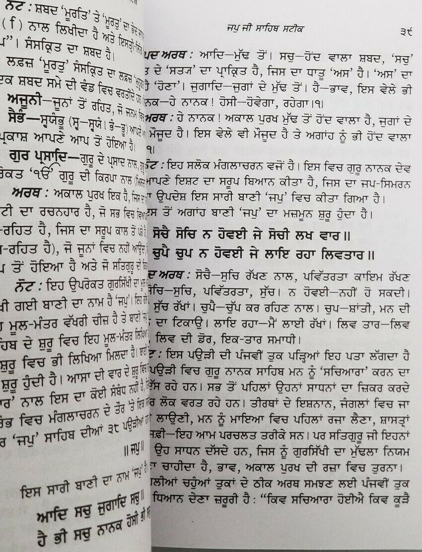 Japji Sahib Steek Book by Professor Sahib Singh Sikh Bani Punjabi Translation GG