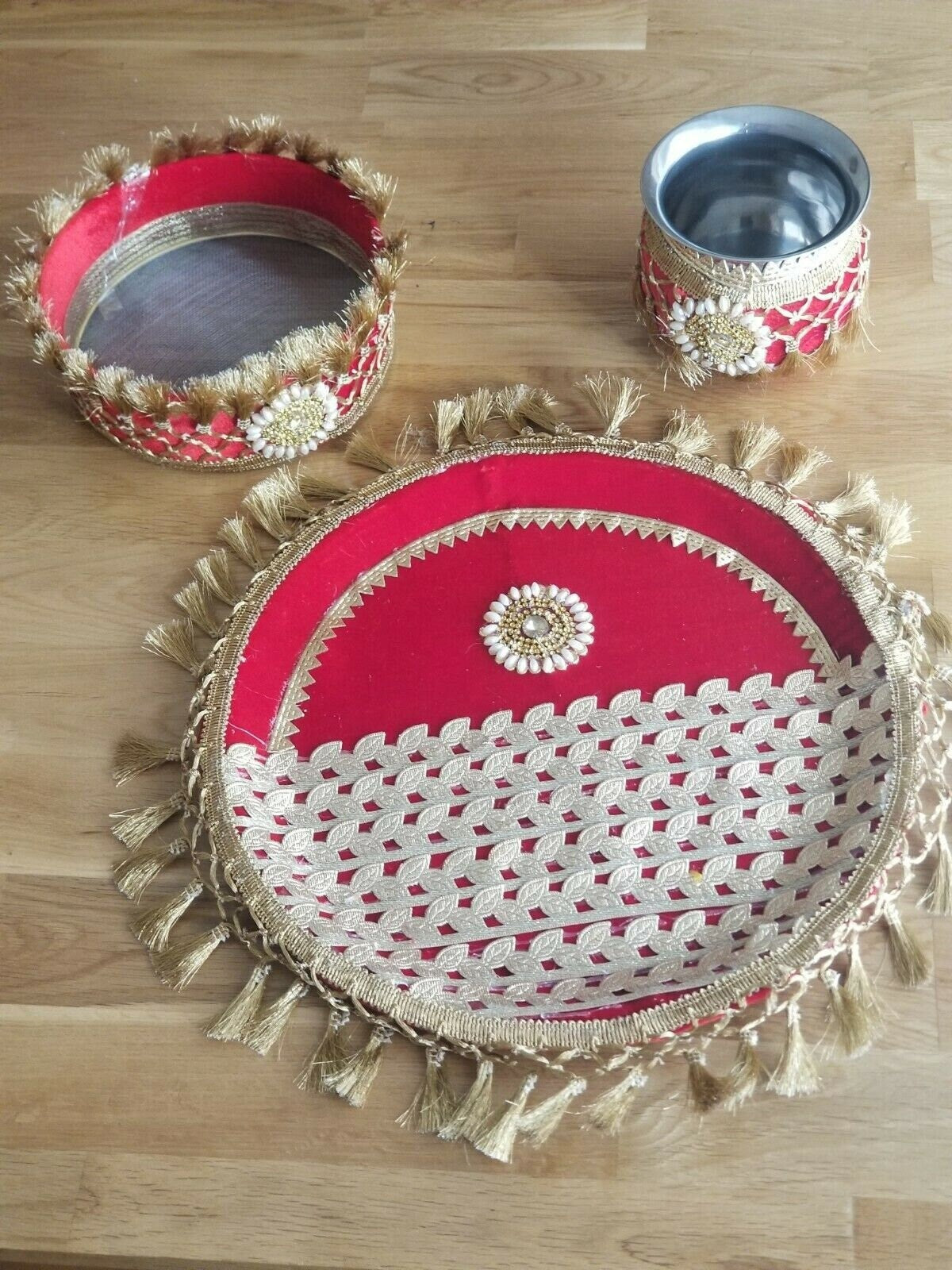Hindu fast worship karva chauth vrat thali set special pooja karwa vrata katha a