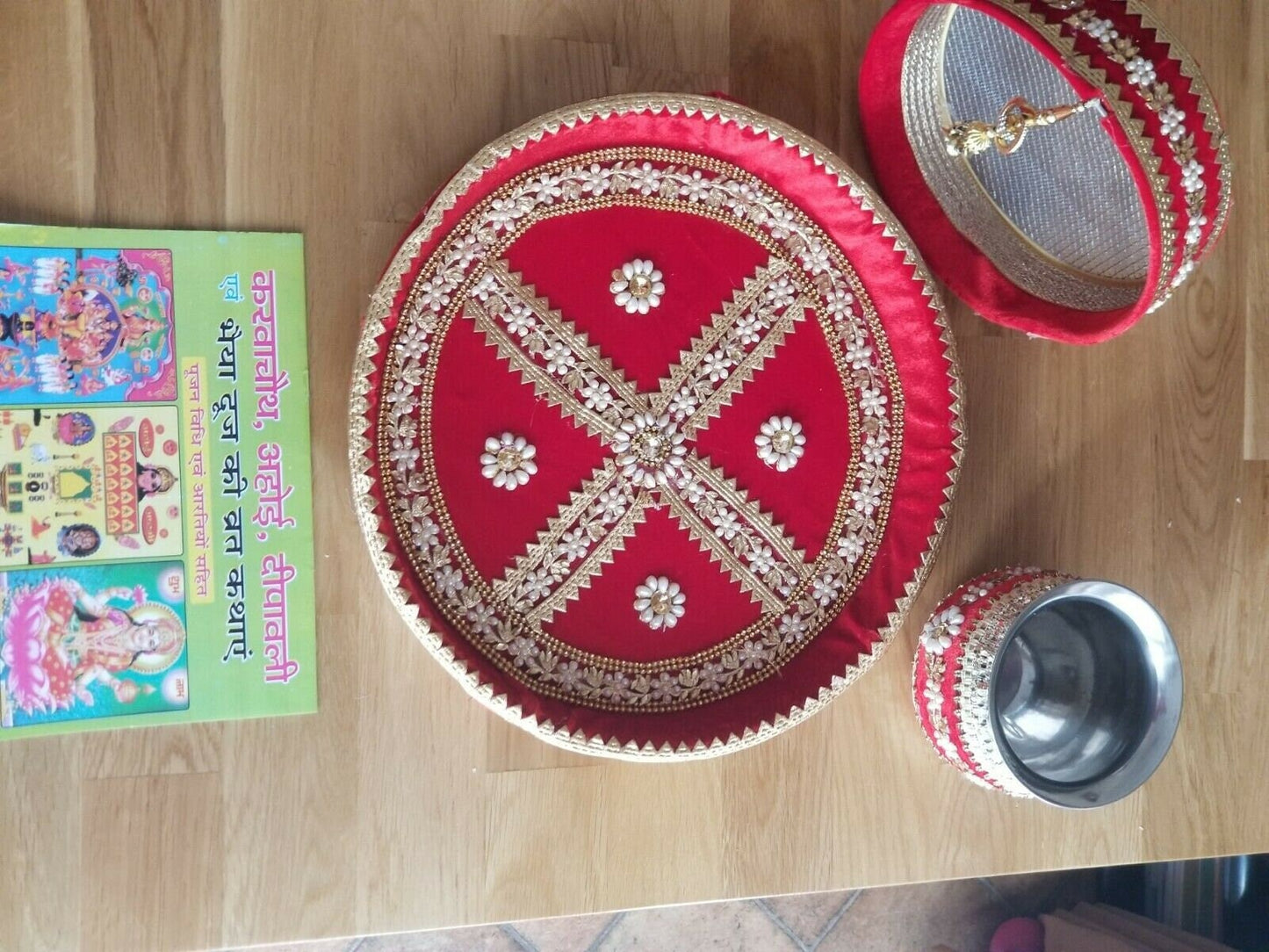 Hindu fast worship karva chauth vrat thali set special pooja karwa vrata katha b