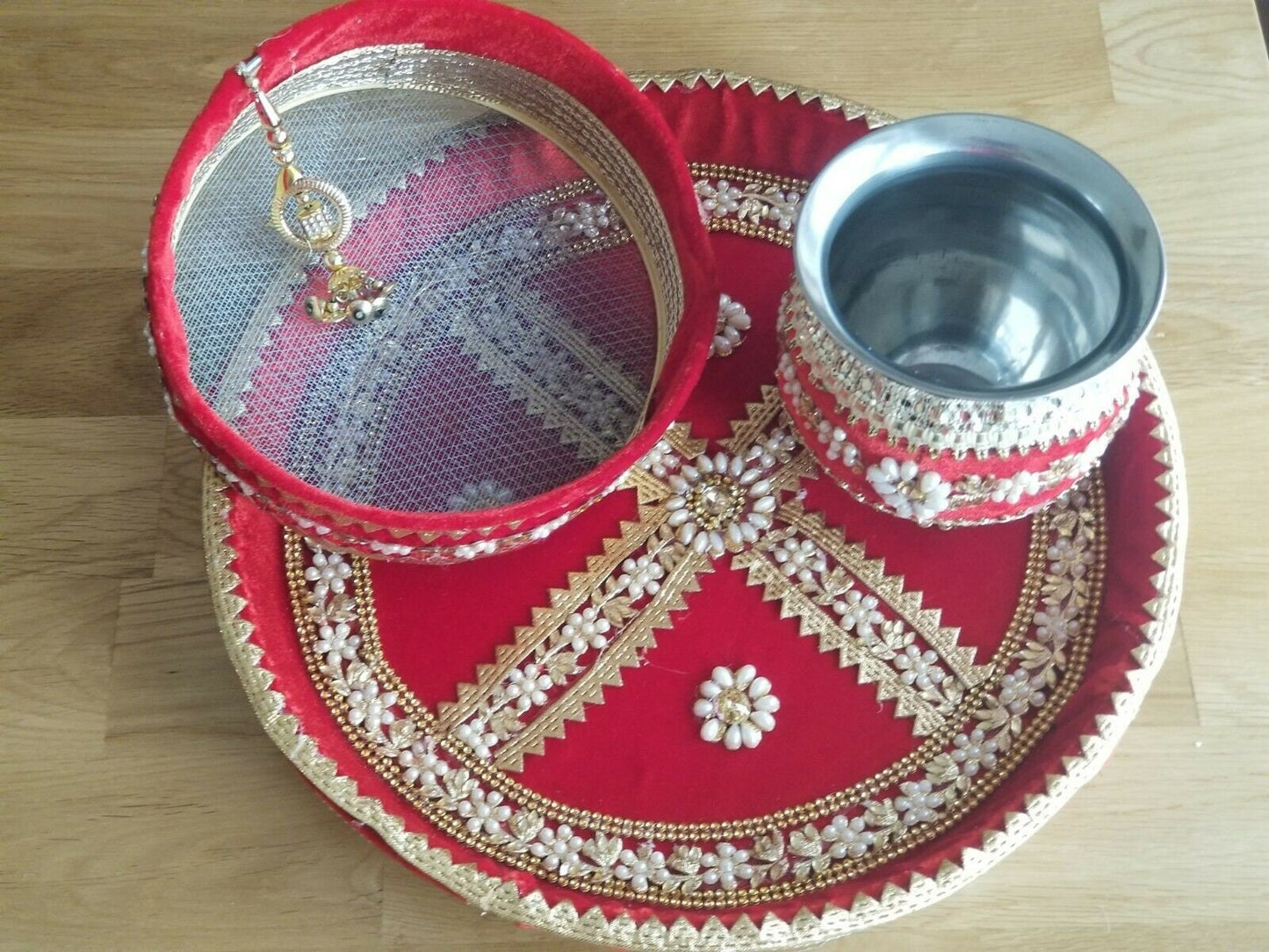 Hindu fast worship karva chauth vrat thali set special pooja karwa vrata katha b