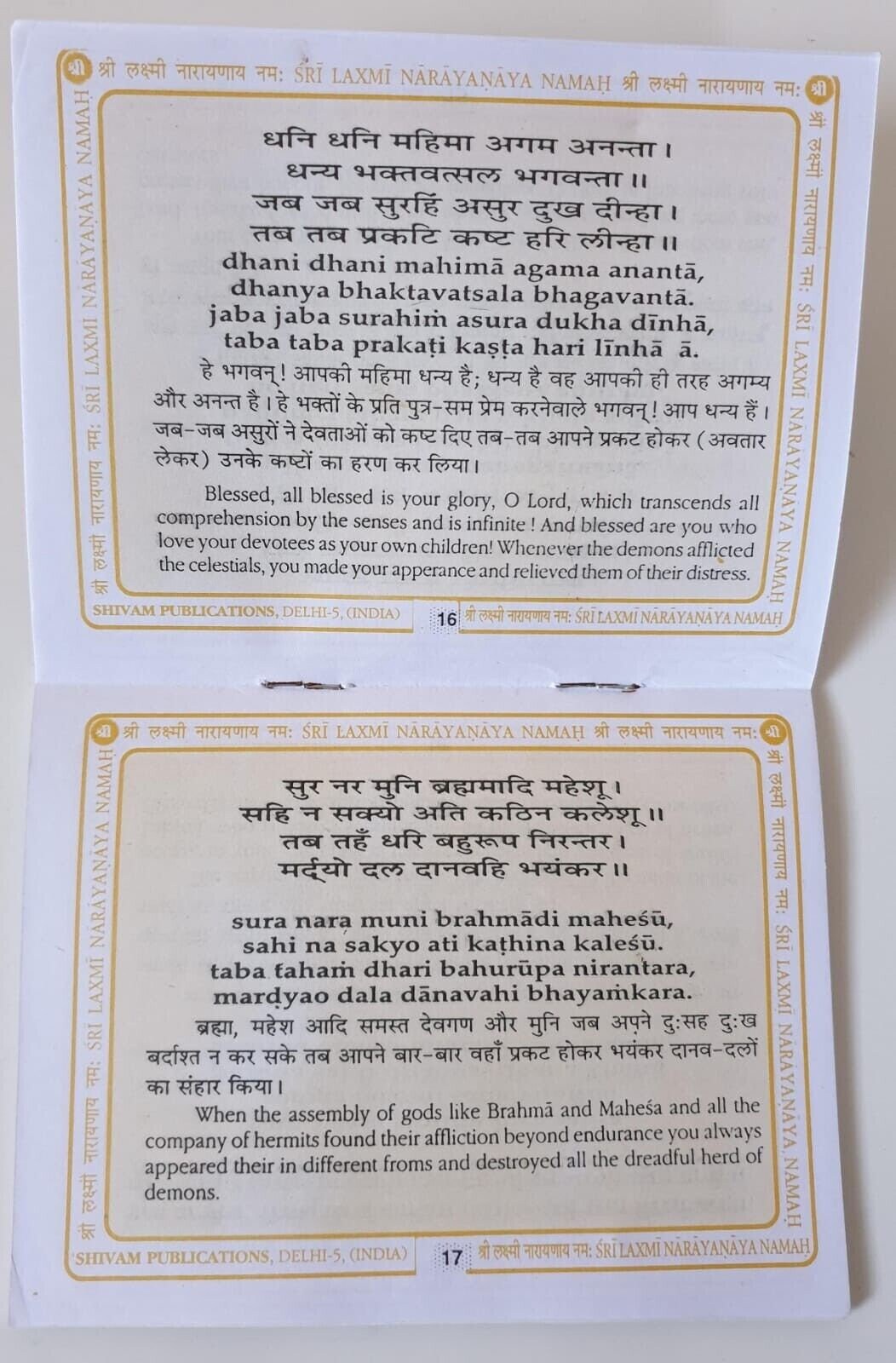 Shri Vishnu Chalisa Hindu Evil Eye Protection Good Luck Book Hindi English GG23