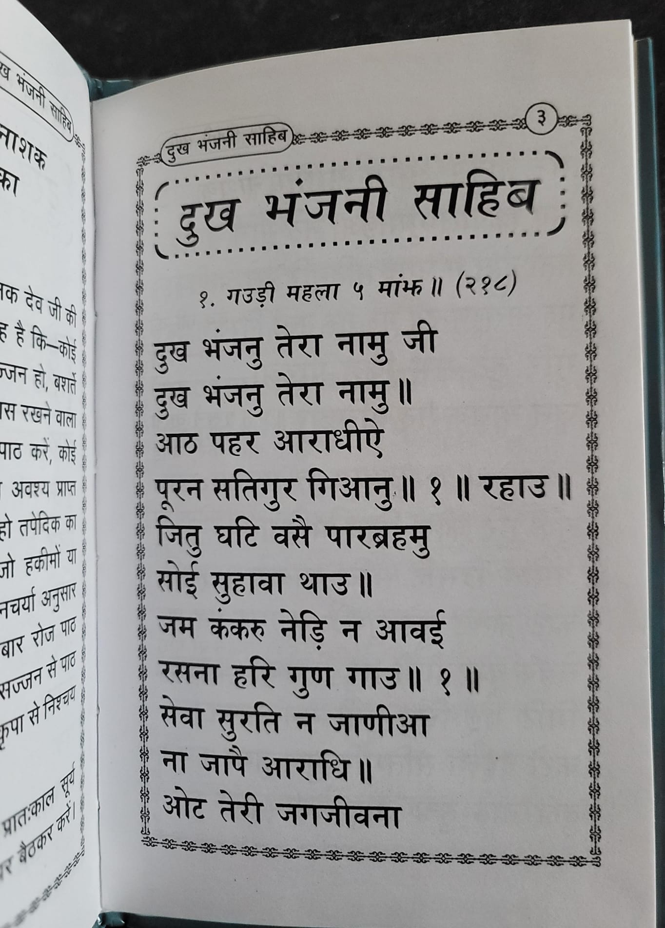 Sikh Dukh Bhanjani Sahib Selected Protection Shabads Book Hindi Devnagari Shield