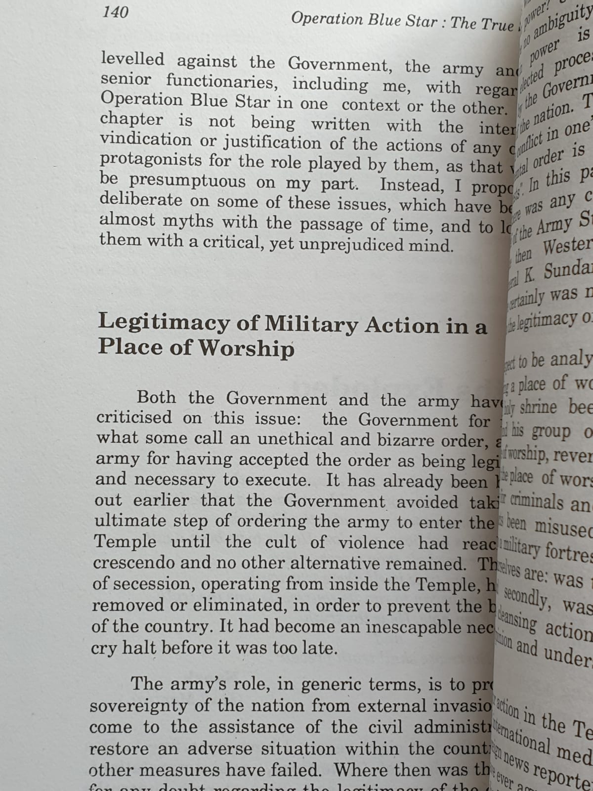 Operation Blue Star The True Story K S Brar Paperback Golden Temple Book B11