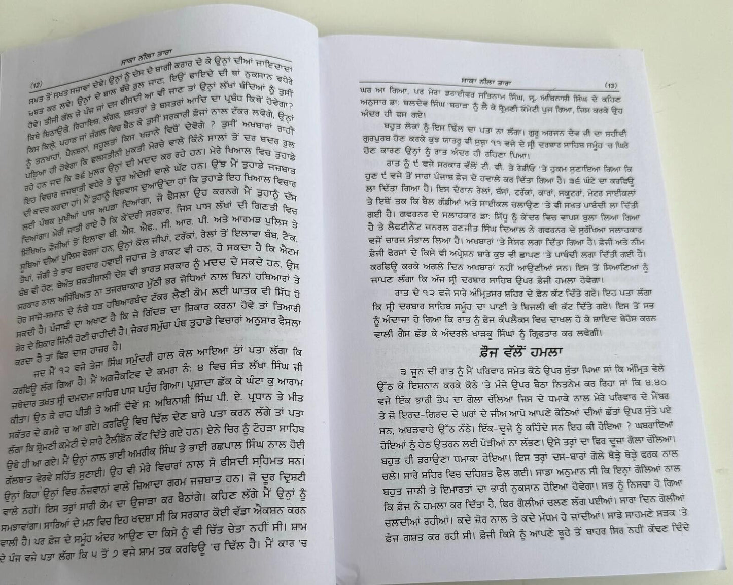 Akhin Ditha Saka Neela Tara Giyani Kirpal Singh  Blue Star Sikh Punjabi Book New