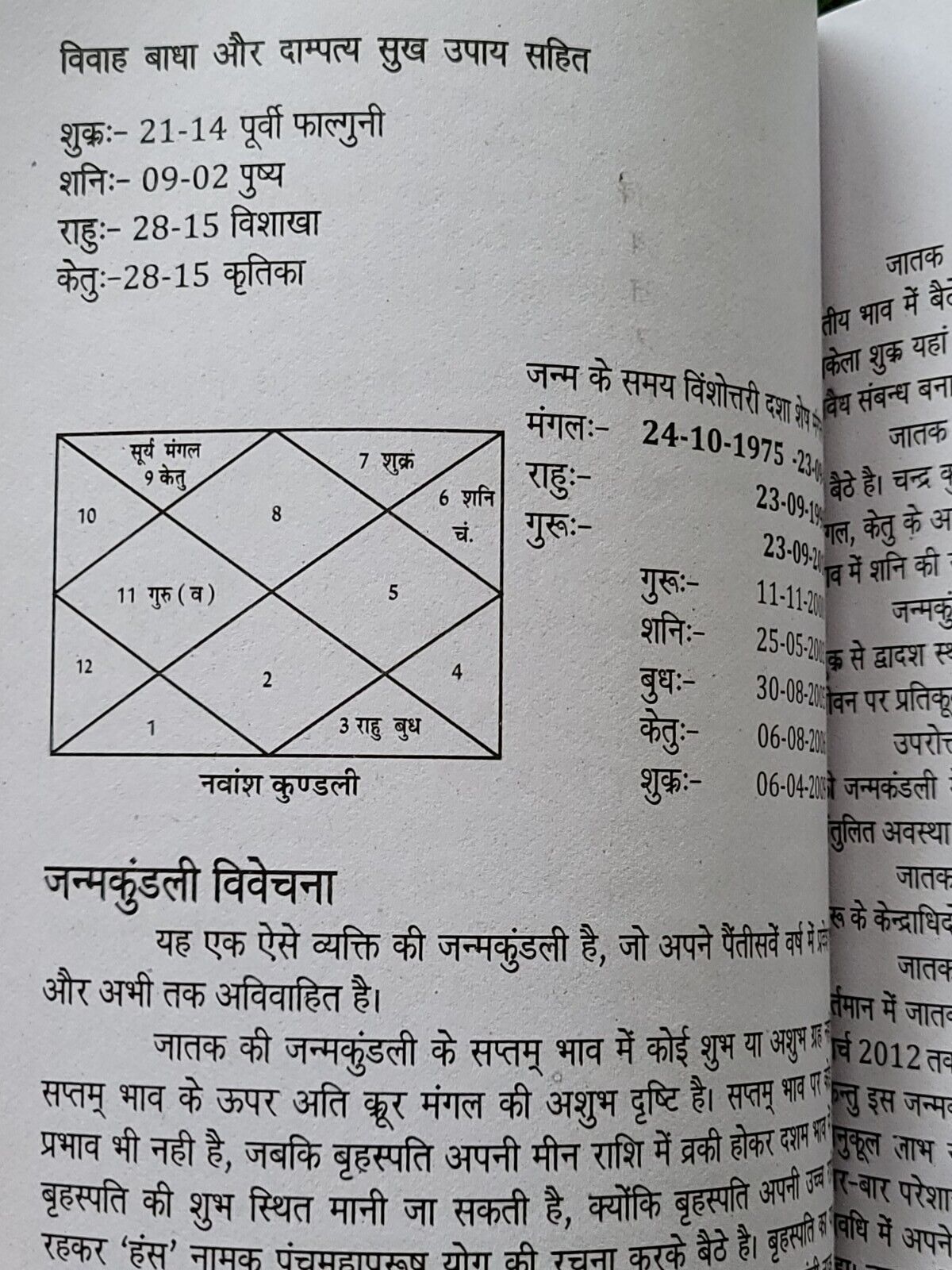 Vivah Vaadha Damptay Sukh Hindi Book Marriage Astrology Guide Happy Married Life