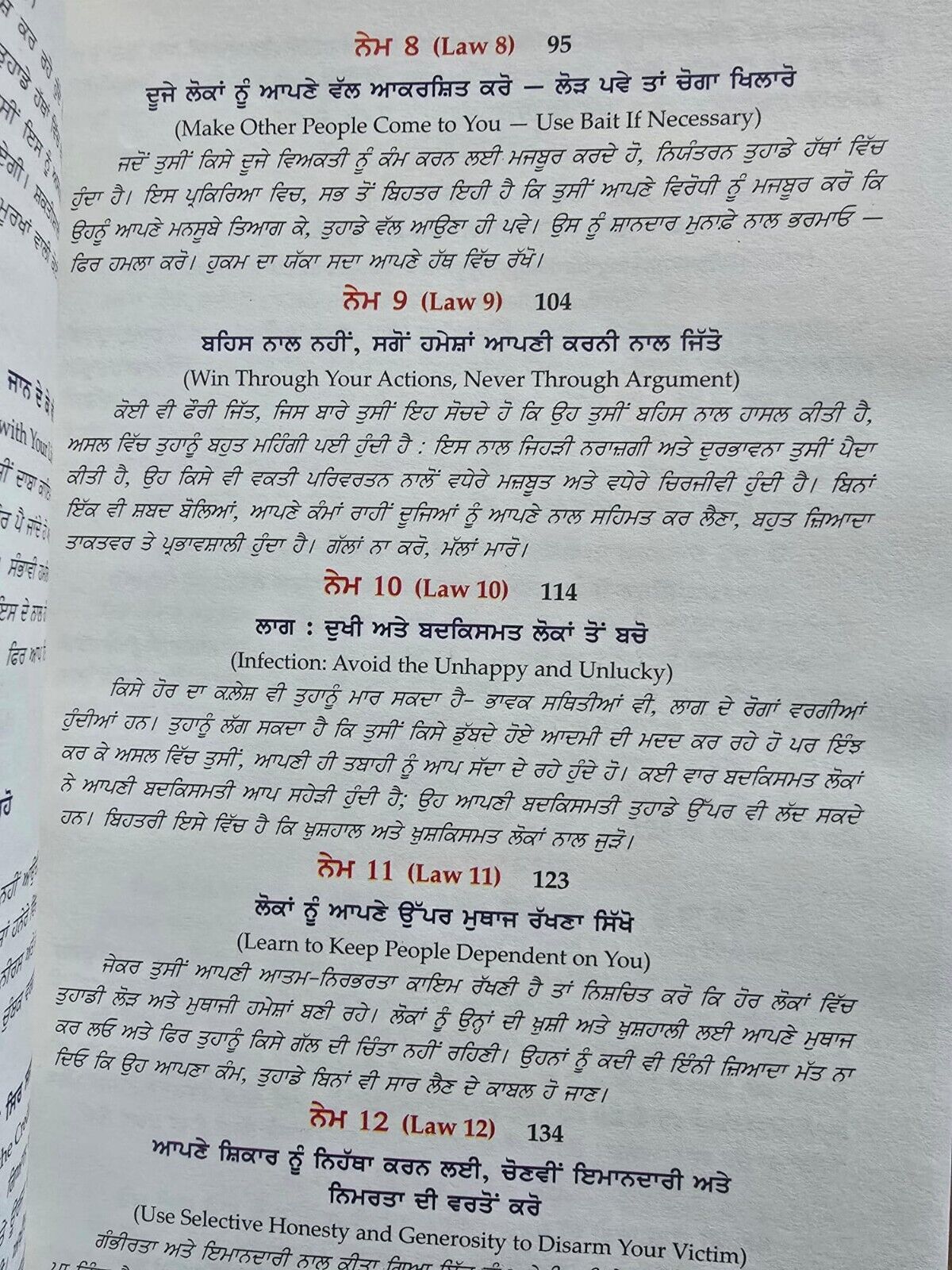 48 Laws of Power Punjabi Book Robert Greene Shakti de 48 Name Gurmukhi Panjabi A21