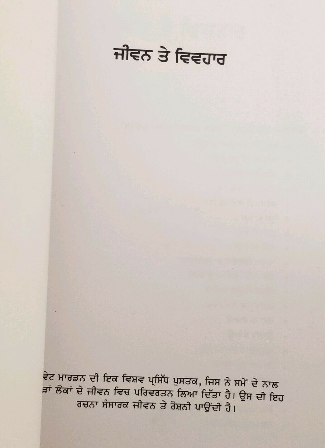 Life and Behaviour ਜੀਵਨ ਤੇ ਵਿਵਹਾਰ India Punjabi Language Book by SWETT MARDEN F5