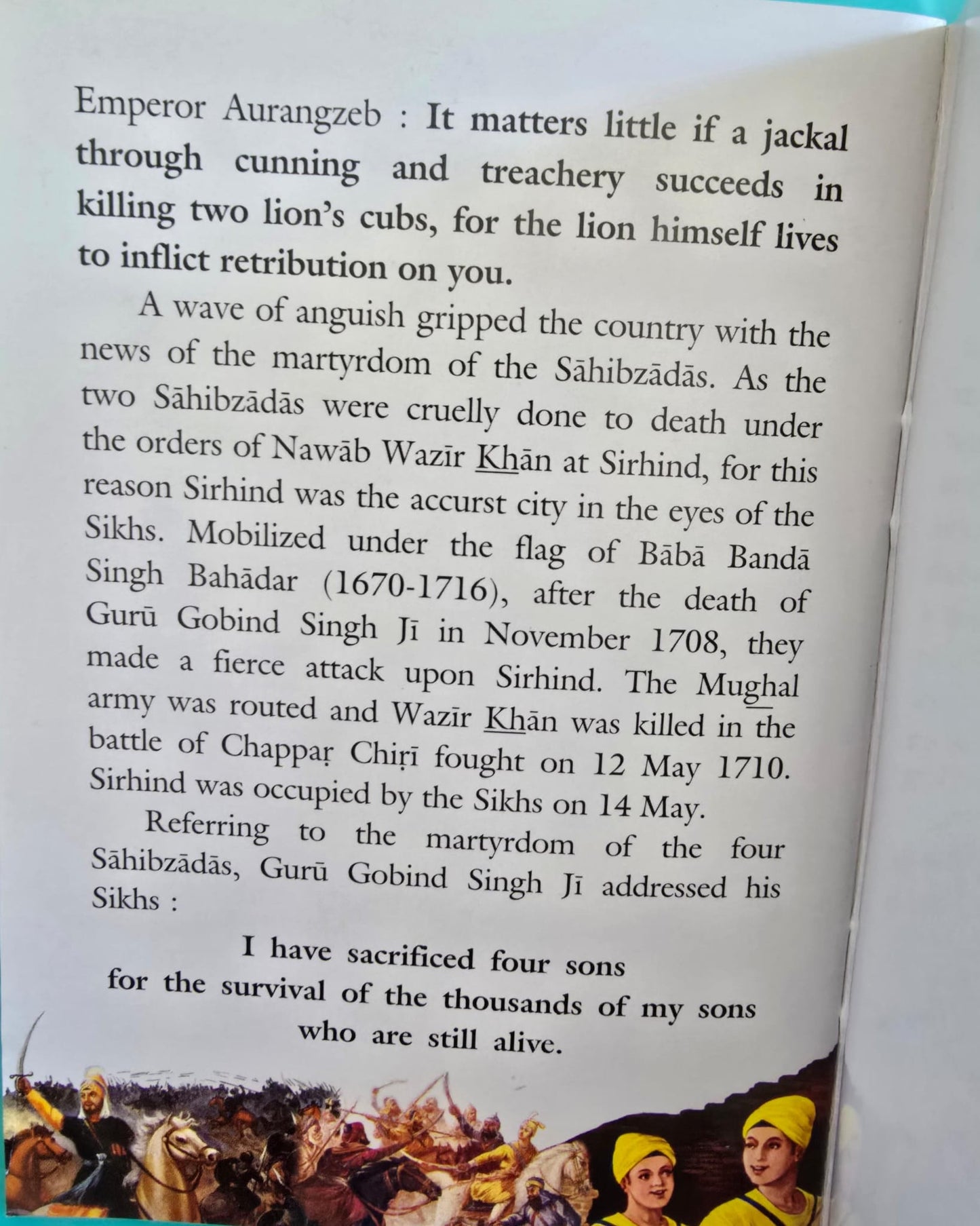 Sikh singh kaur khalsa kids stories the four sahibzadas story book english b54