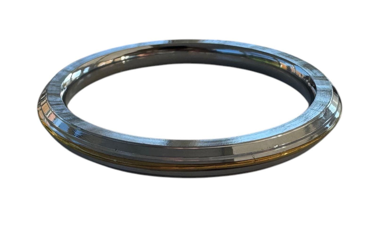 Sikh Kara Stainless Steel Thick Bracelet Brass Line Kada Singh Kaur Khalsa Kakaar Punjabi Sikhism Bangle Karra Edged Design DD52
