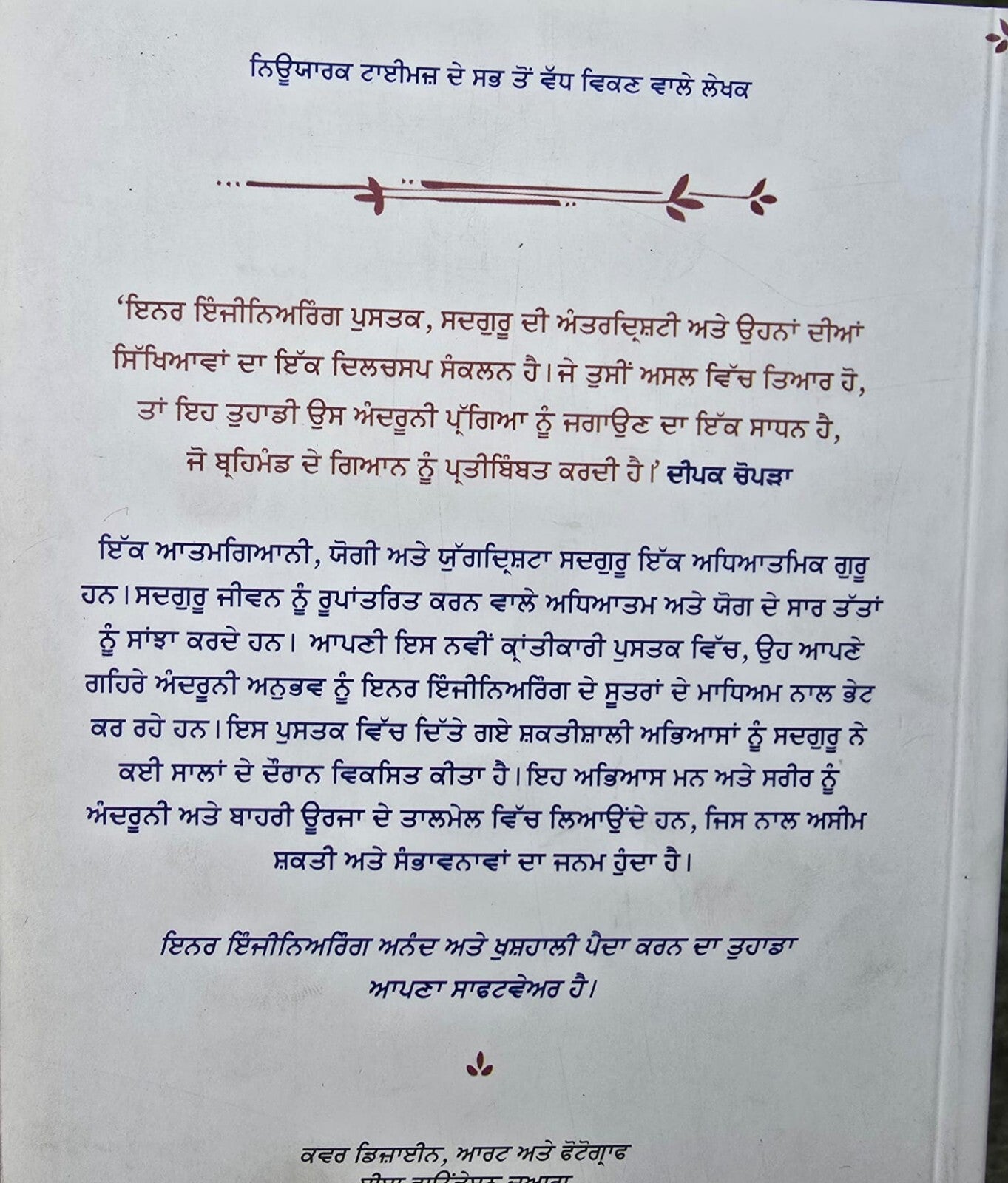 Sadhguru Inner Engineering A Jogi's Guide to Joy Punjabi book Literature B67 New