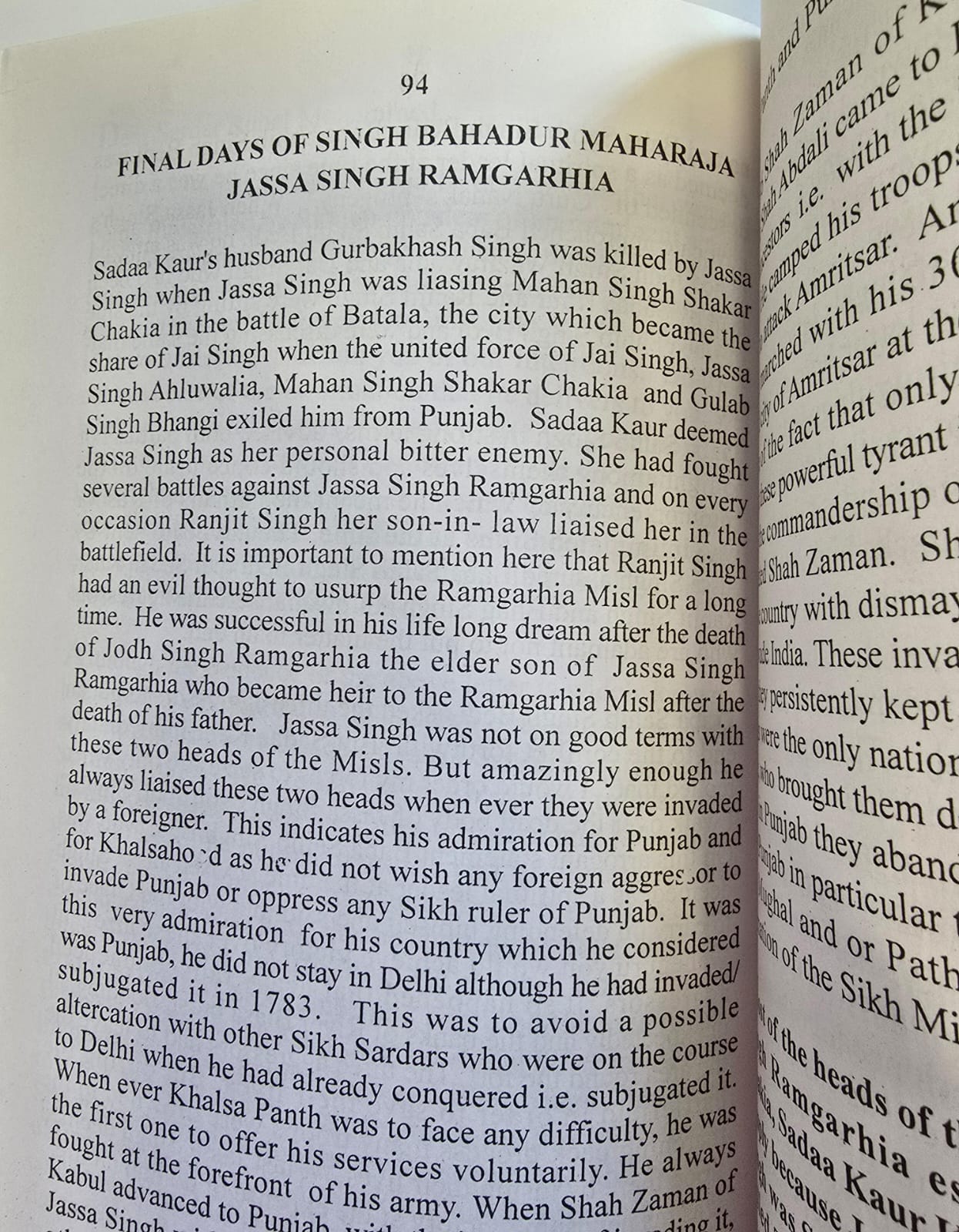 Maharaja Jassa Singh Ramgarhia by JS Bilkhu JP. sikh book in English b53 New